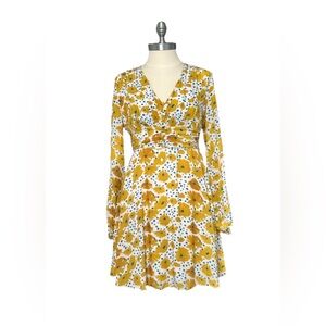 Vera for Anthropologie Buttercup Mini Dress Floral Yellow Blue Size XS
